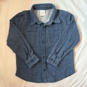 Hanna Andersson Blue Herringbone Button-Up Shirt
